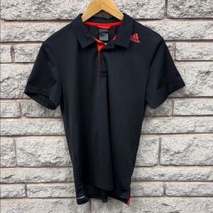 Adidas Men's Black and Red Polo Shirt